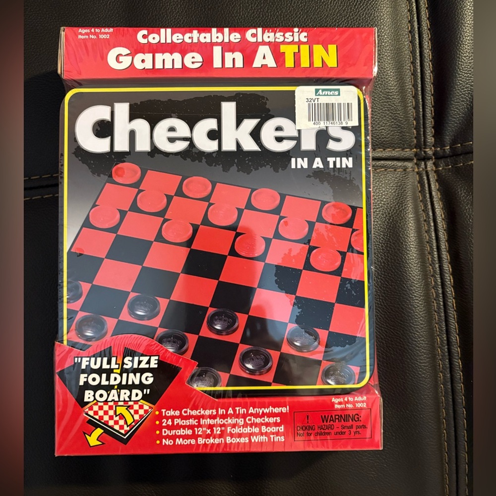 Collectable Classic Game in a Tin—Checkers NIB